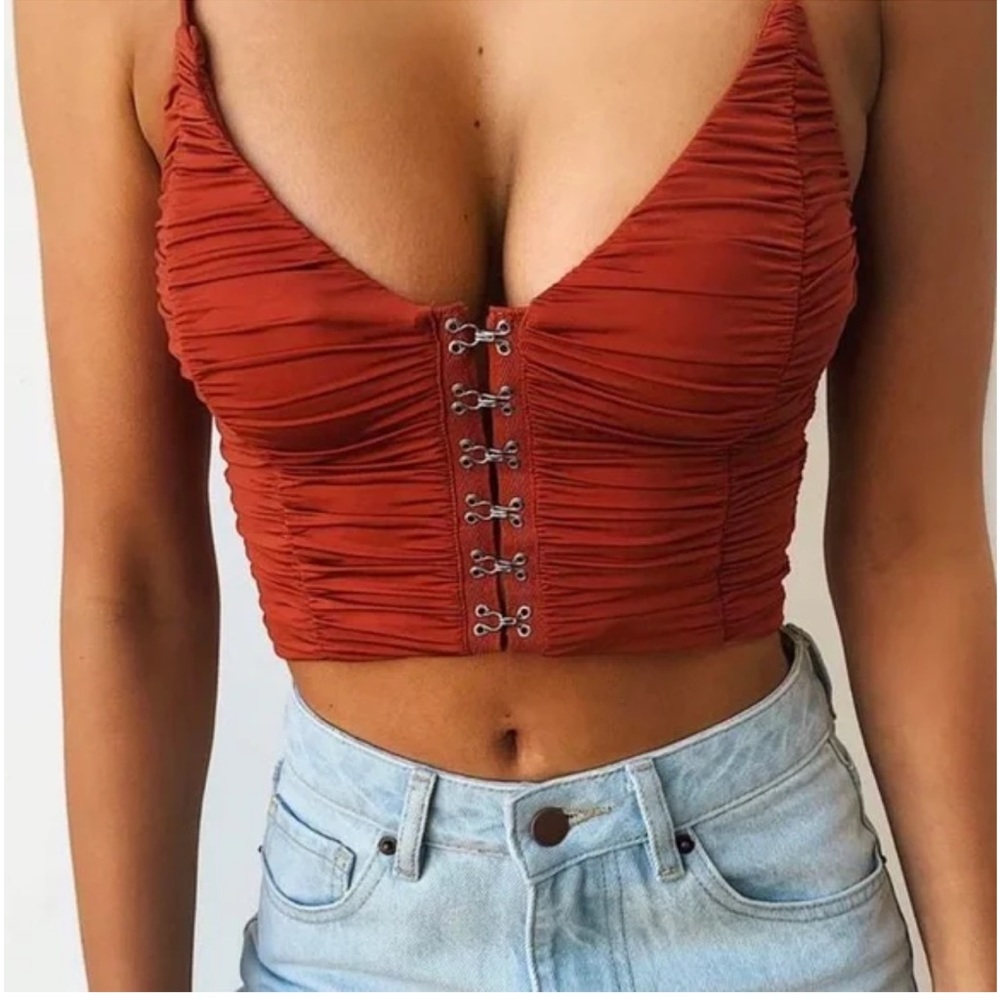 Tiger Mist Zetta Corset Tank in Rust - XS